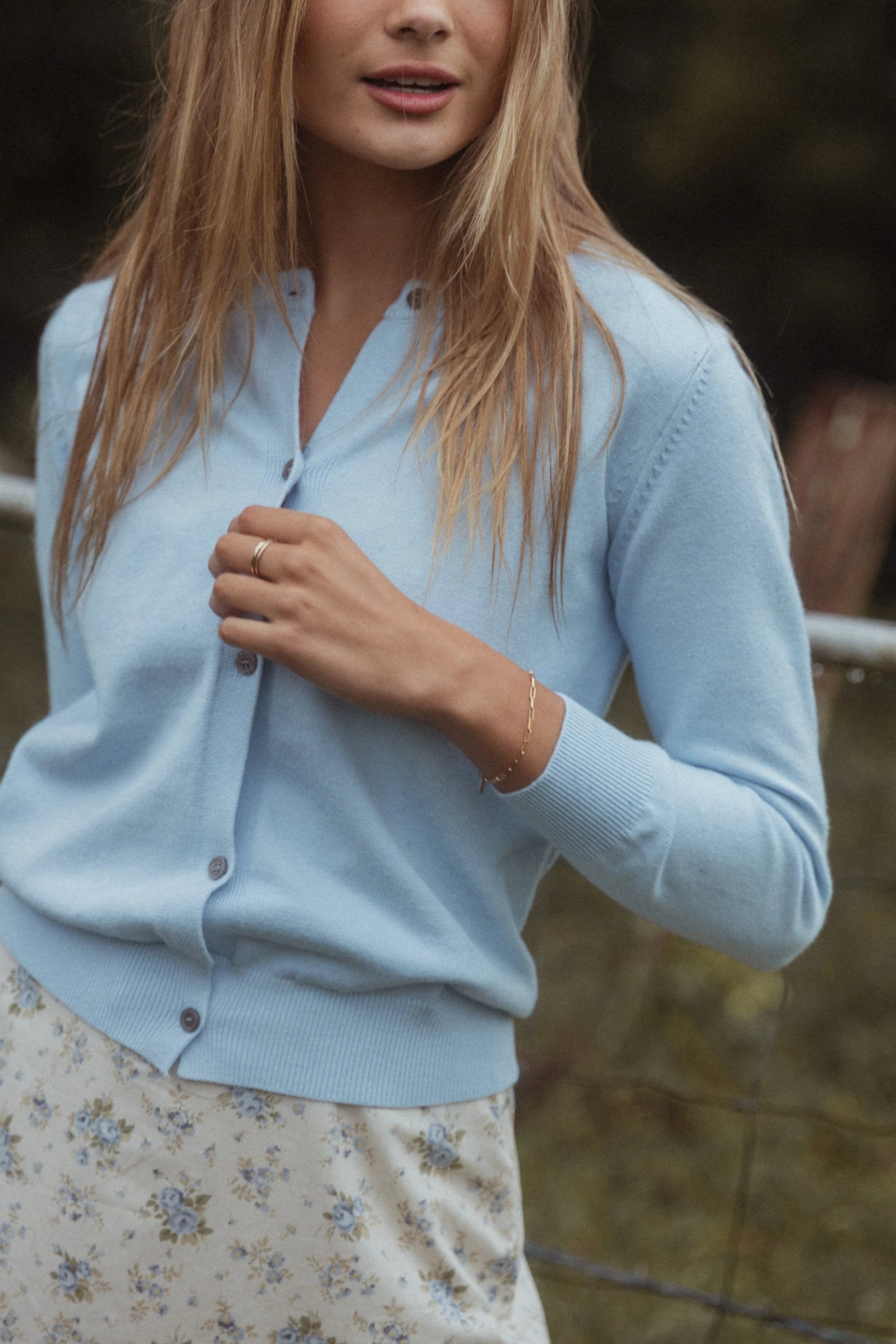 Bliss Button Cardigan – Pale Blue