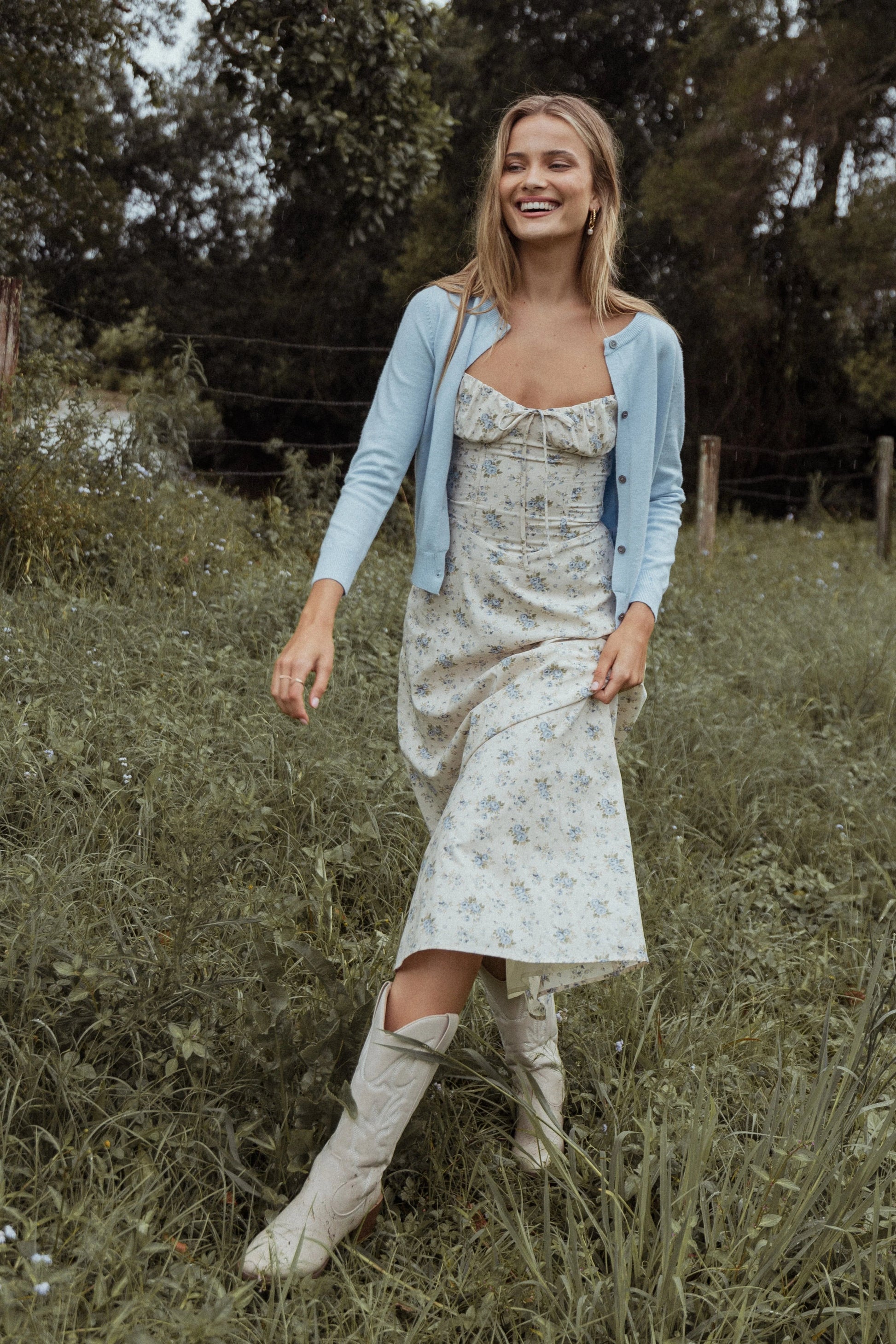 Bliss Button Cardigan – Pale Blue